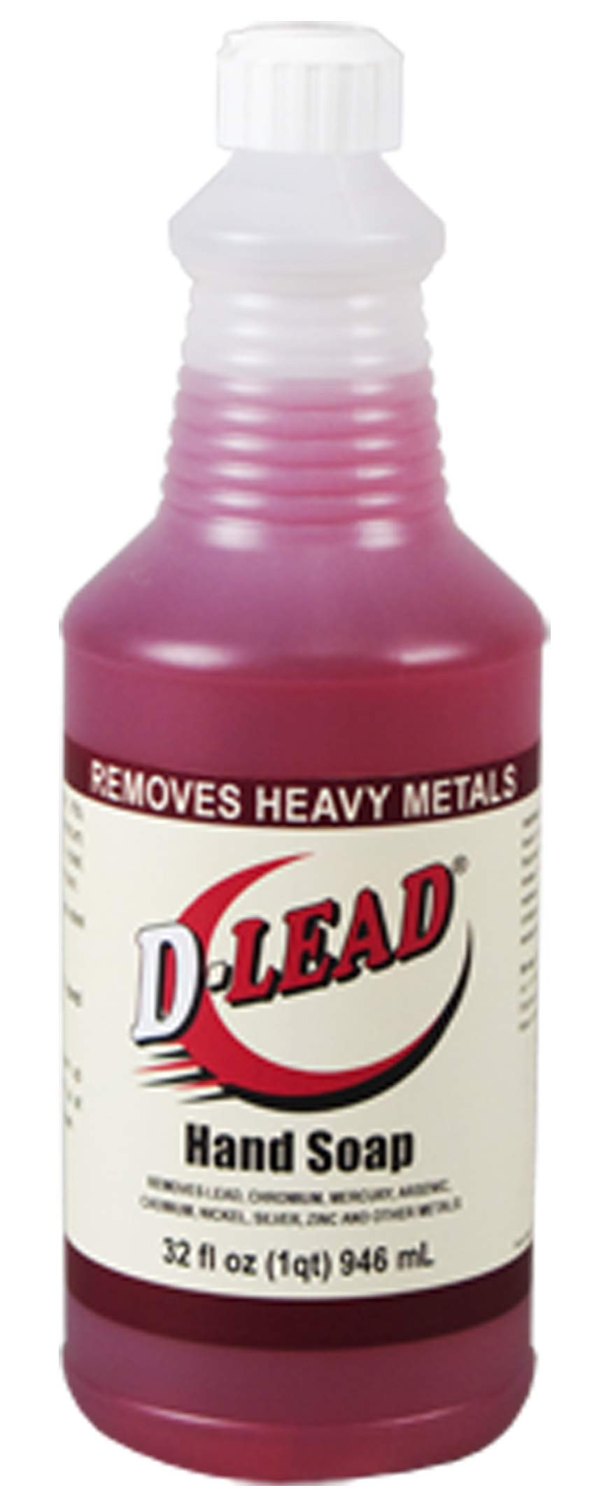 D-Lead hand soap front bottle showing label and quick metal-dust removal benefit