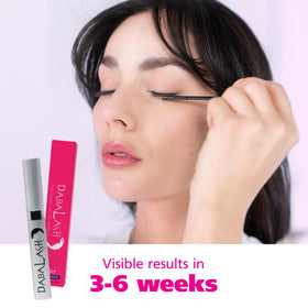 Dabalash before and after eyelashes showing enhanced length and fullness