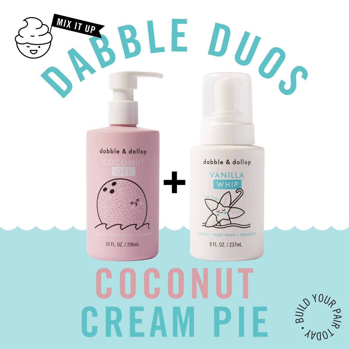 Dabble & Dollop playful bath scene with abundant bubbles encouraging easier routines