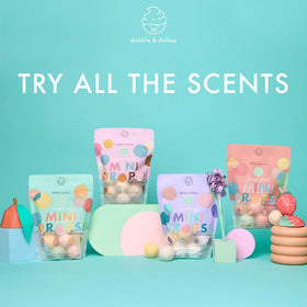Dabble & Dollop family enjoying evening bath incorporating mini bombs for calming routine benefit