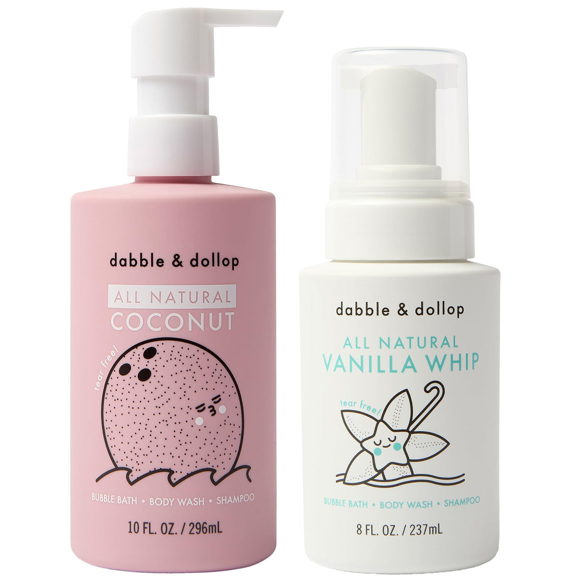 Dabble & Dollop front packaging showing the coconut vanilla bundle and benefits