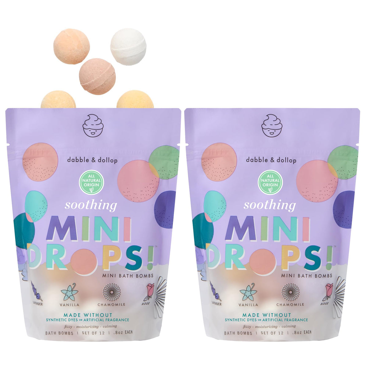 Dabble & Dollop front packaging showing two resealable pouches and variety benefit
