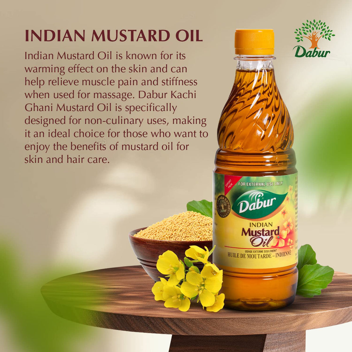 Dabur Kachi Ghani pouring texture close-up demonstrating rich consistency