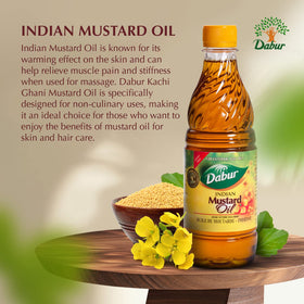 Dabur Kachi Ghani pouring texture close-up demonstrating rich consistency
