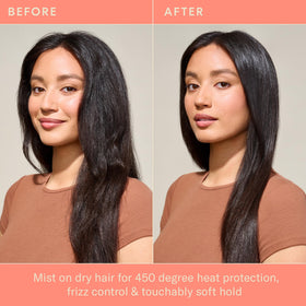 DAE before and after styling showing reduced frizz and more shine