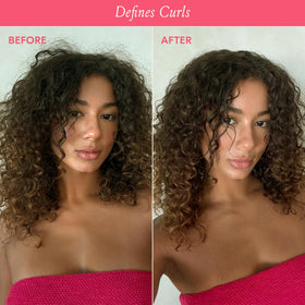 DAE before and after curls defined with reduced frizz and shine