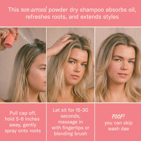 DAE fairy duster application on fingertips demonstrating targeted root refresh
