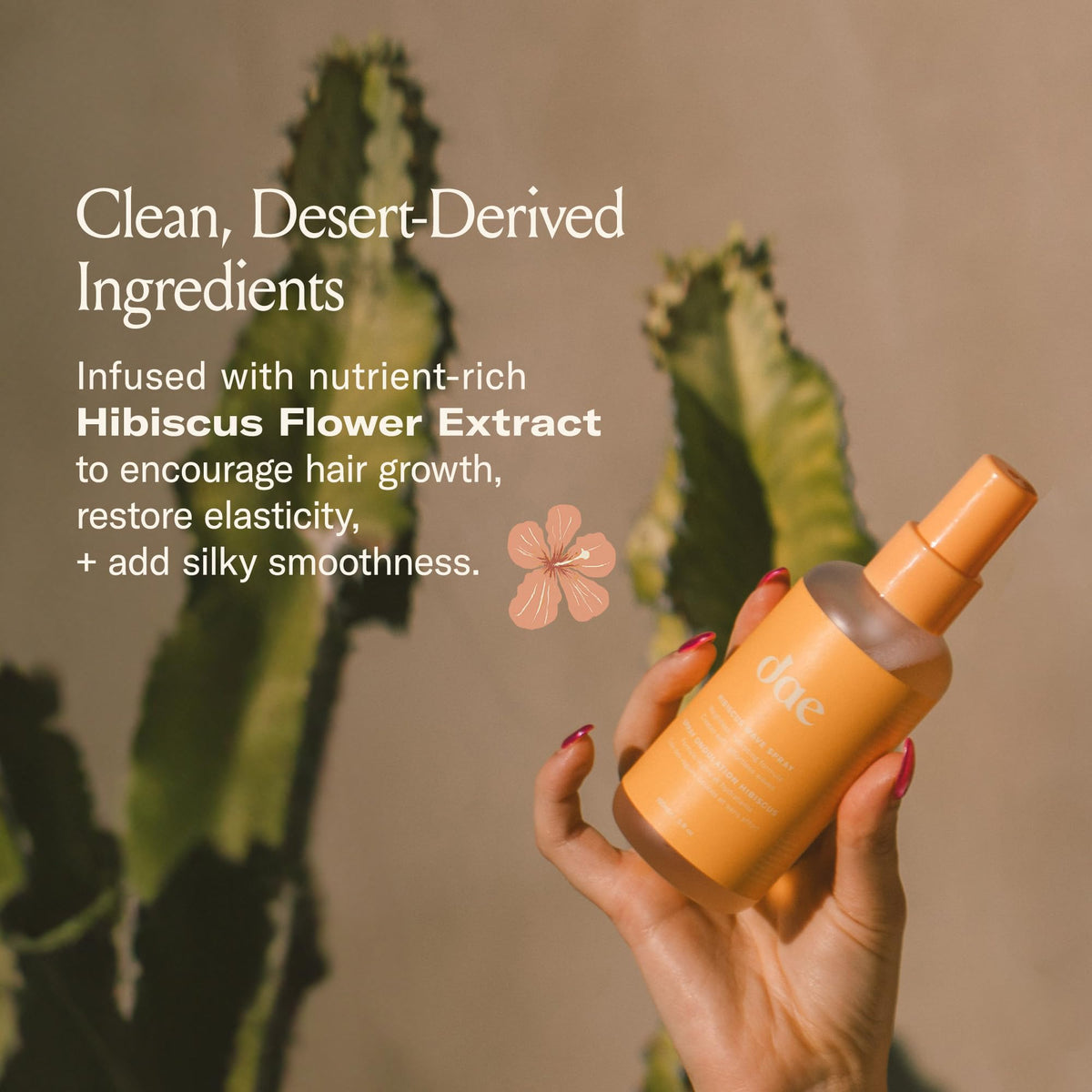 DAE spraying onto hair mid-lengths showing instant texture benefit