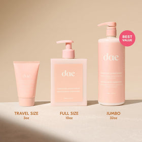 DAE shampoo on bathroom shelf styled in a routine setting showing everyday-use benefit