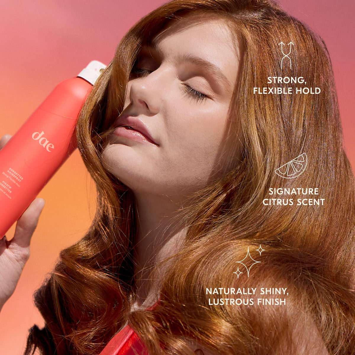 DAE Sunsetter side label displaying ingredients and vegan promise benefits