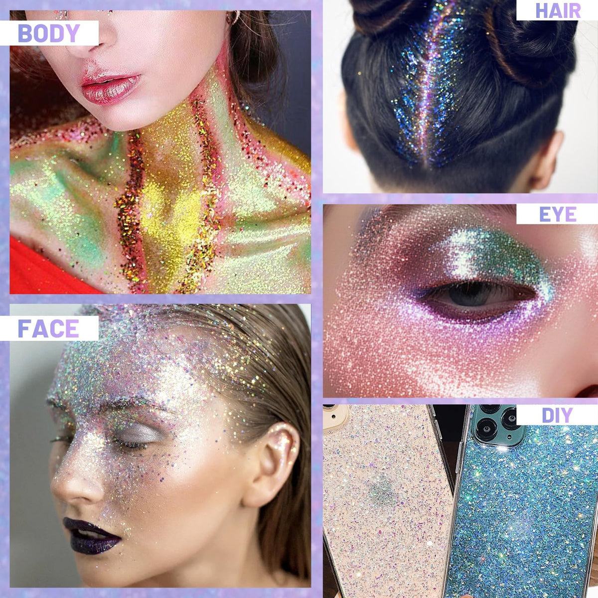 DAGEDA applied on cheekbone adding reflective shimmer for stage-ready glow
