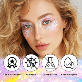 DAGEDA dazzle applied to eyelid close-up offering multi-dimensional sparkle effect