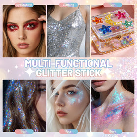 DAGEDA glitter applied on cheek creating instant festival-ready radiance