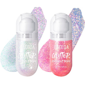 DAGEDA roll-on front packaging showing two pink holographic gels and brand