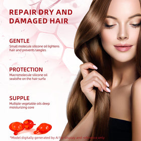 Applying DaiLaiFu serum to hair mid-lengths for smoother, frizz-free styling