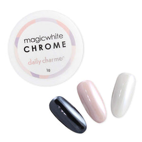 Daily Charme jar front view showing pearlescent powder and compact packaging benefit