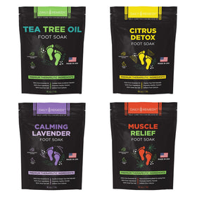 DAILY REMEDY front packaging showing the four-soak variety for easy selection and storage