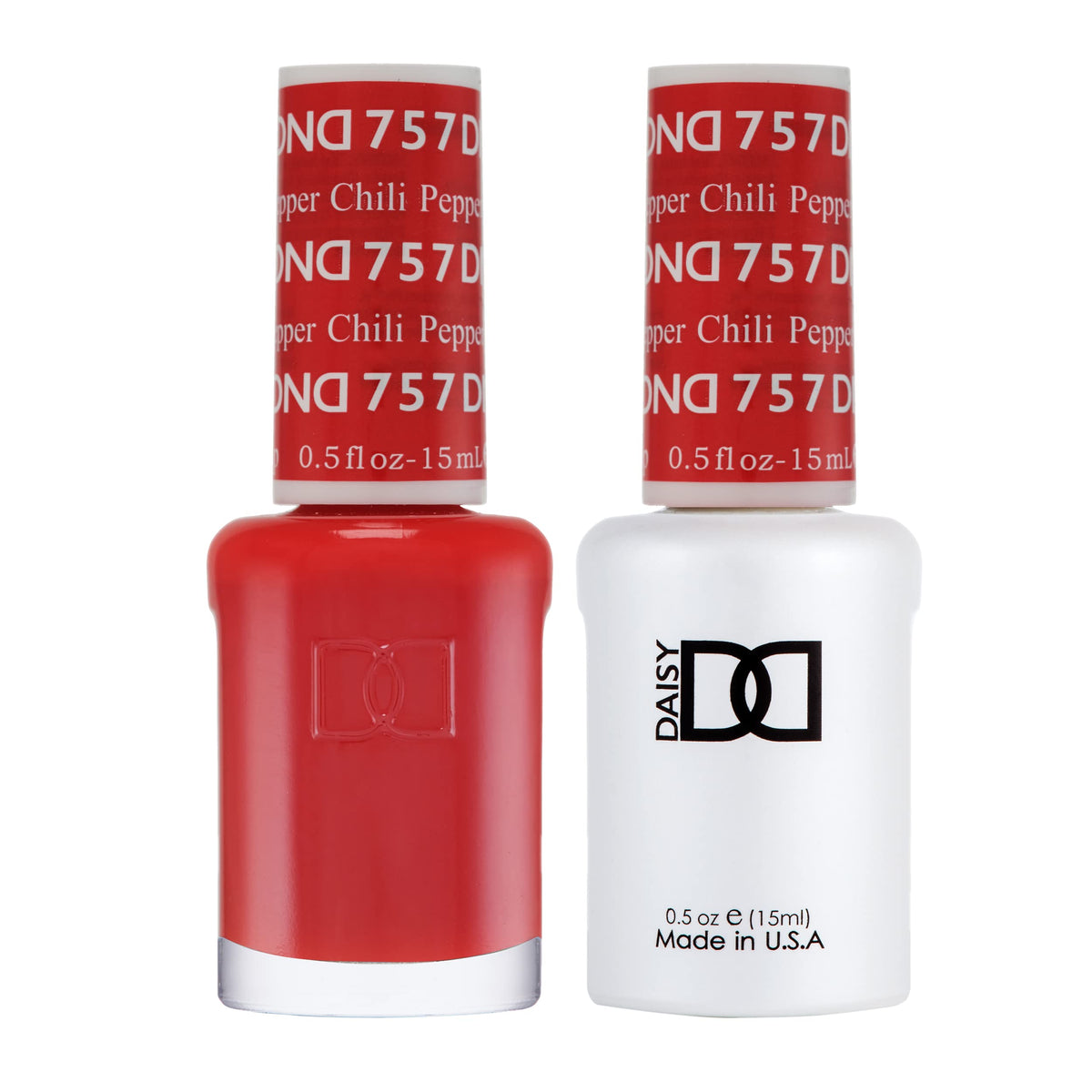 DAISY DND front view of gel and lacquer bottles shows matching color and convenience