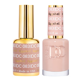 DAISY DND front view of gel and lacquer bottles showing matching Eggshell shade