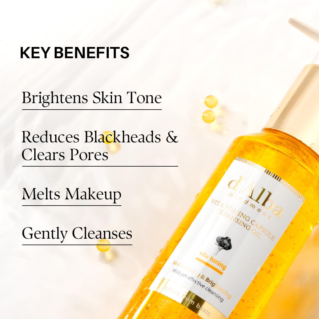 d'alba Piedmont oil emulsifying into milky rinse showing transformation benefit: cleanses without residue