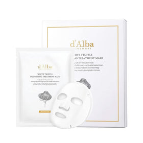 d'alba Piedmont box and five sheet masks displayed, highlighting vegan benefit