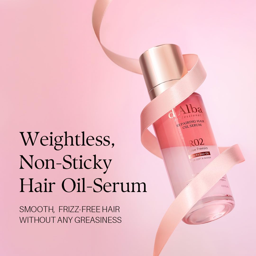 d'alba Piedmont duo in use: applying oil-serum to hair for smoother strands benefit