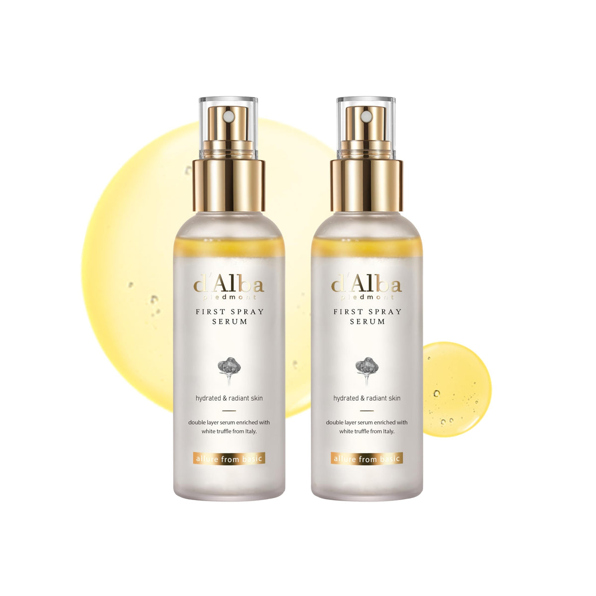 d'alba Piedmont front packaging showing two bottles and product benefit