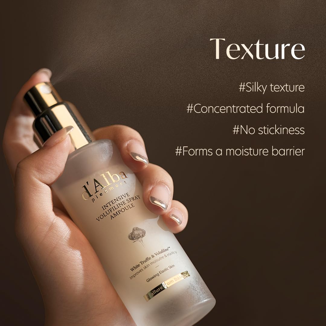 d'alba Piedmont milky serum texture on hand demonstrating lightweight absorbency