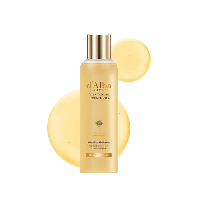 d'alba Piedmont bottle front view showing sleek packaging and product benefit