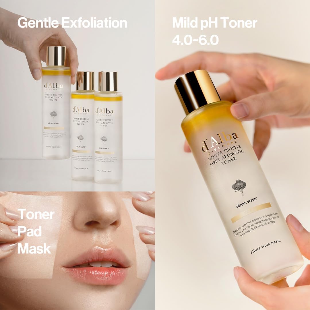 d'alba hand applying toner to skin demonstrating absorption benefit: preps skin