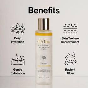 d'alba bottle beside measuring items to show 5.24 fl oz size benefit: accurate volume