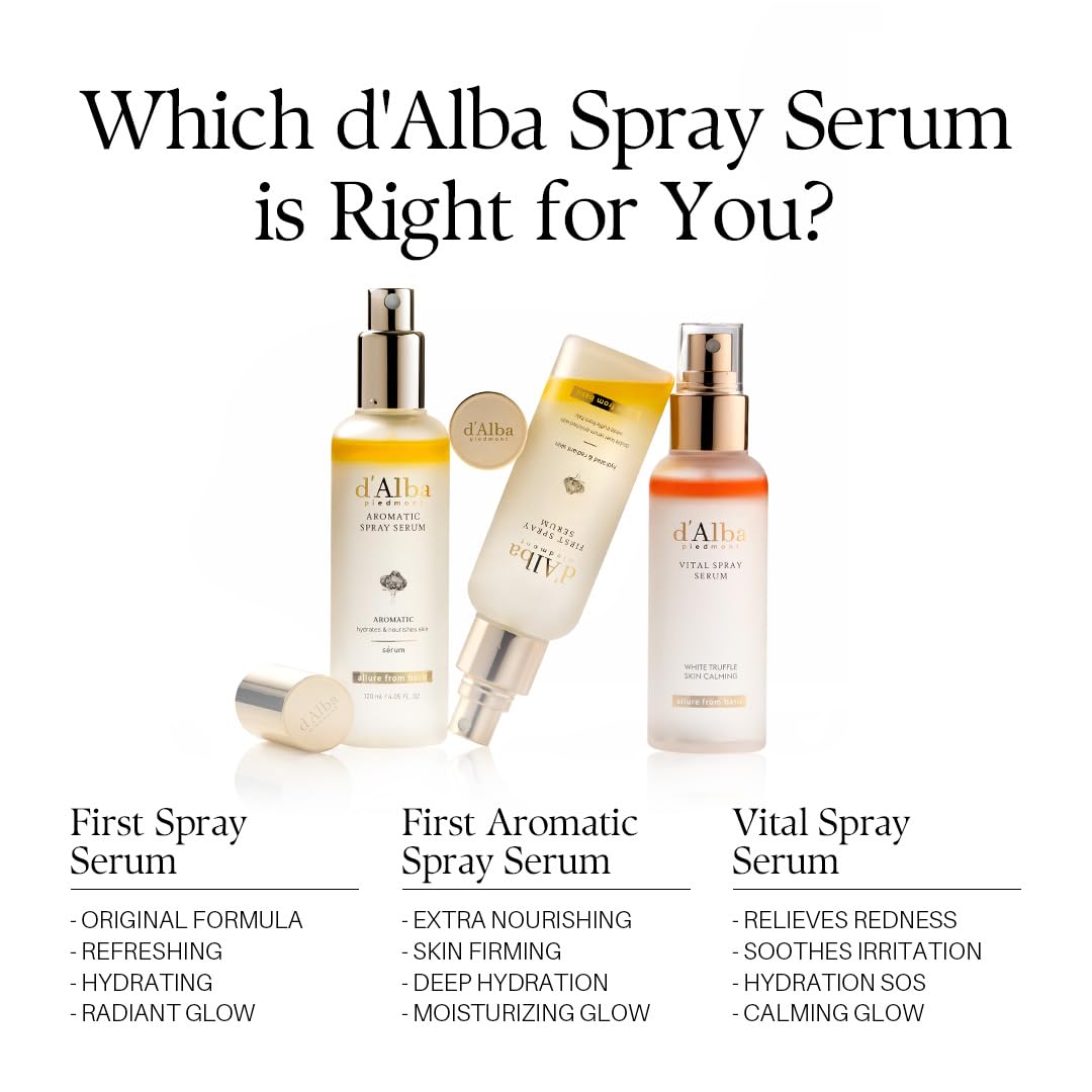 d'alba Piedmont face after mist application, shows dewy glow and radiant finish