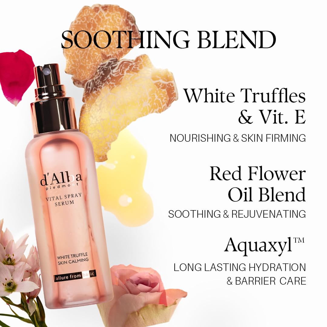 d'alba Piedmont bottle on bathroom vanity, lifestyle scene for daily use convenience