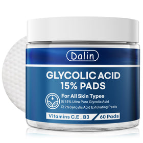 Dalin jar front view showing label and 60 resurfacing pads for clear skin