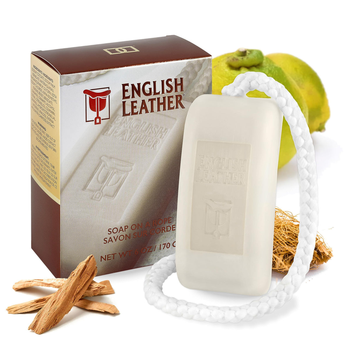 Dana soap front packaging showing brand and classic leather fragrance benefit