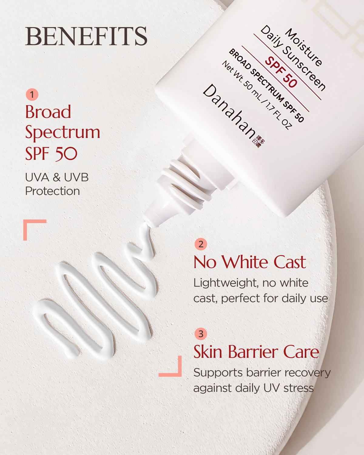 Danahan sunscreen swatched on hand to show no white cast and quick absorption
