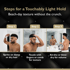 DandyMen styled dry hair showing matte beachy waves and movement benefit