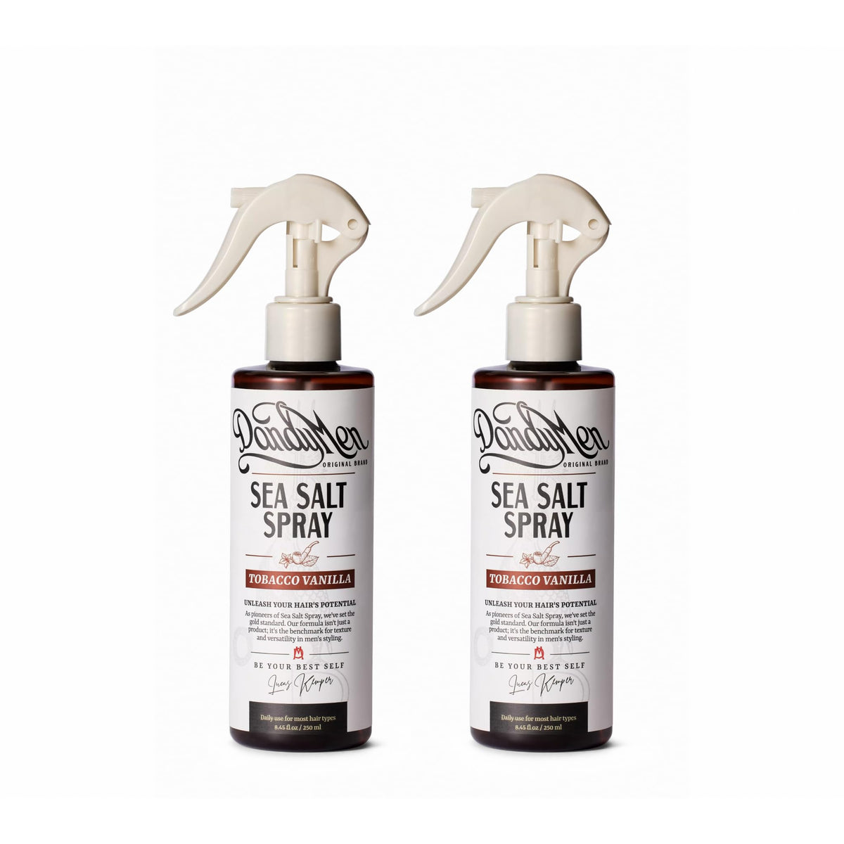 DandyMen front packaging shows two Tobacco Vanilla 2-pack and brand benefit