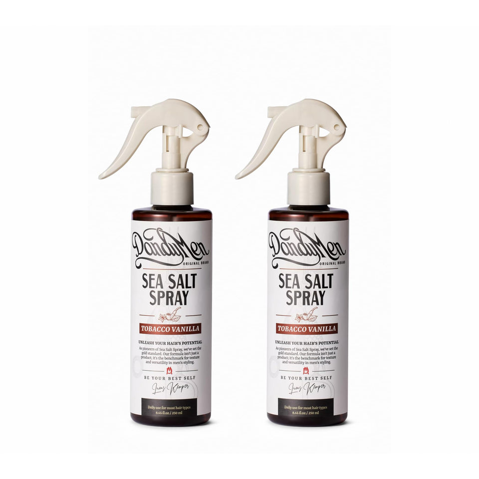DandyMen front packaging shows two Tobacco Vanilla 2-pack and brand benefit