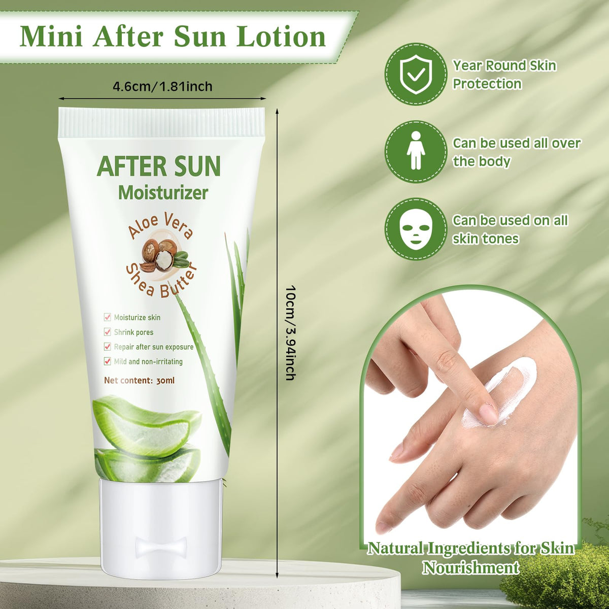 Dansib close-up of lotion texture highlighting aloe hydration
