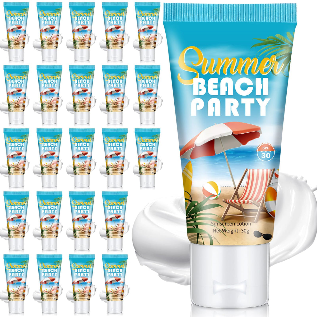Dansib front packaging showing 24 mini sunscreen tubes, convenient bulk gifting
