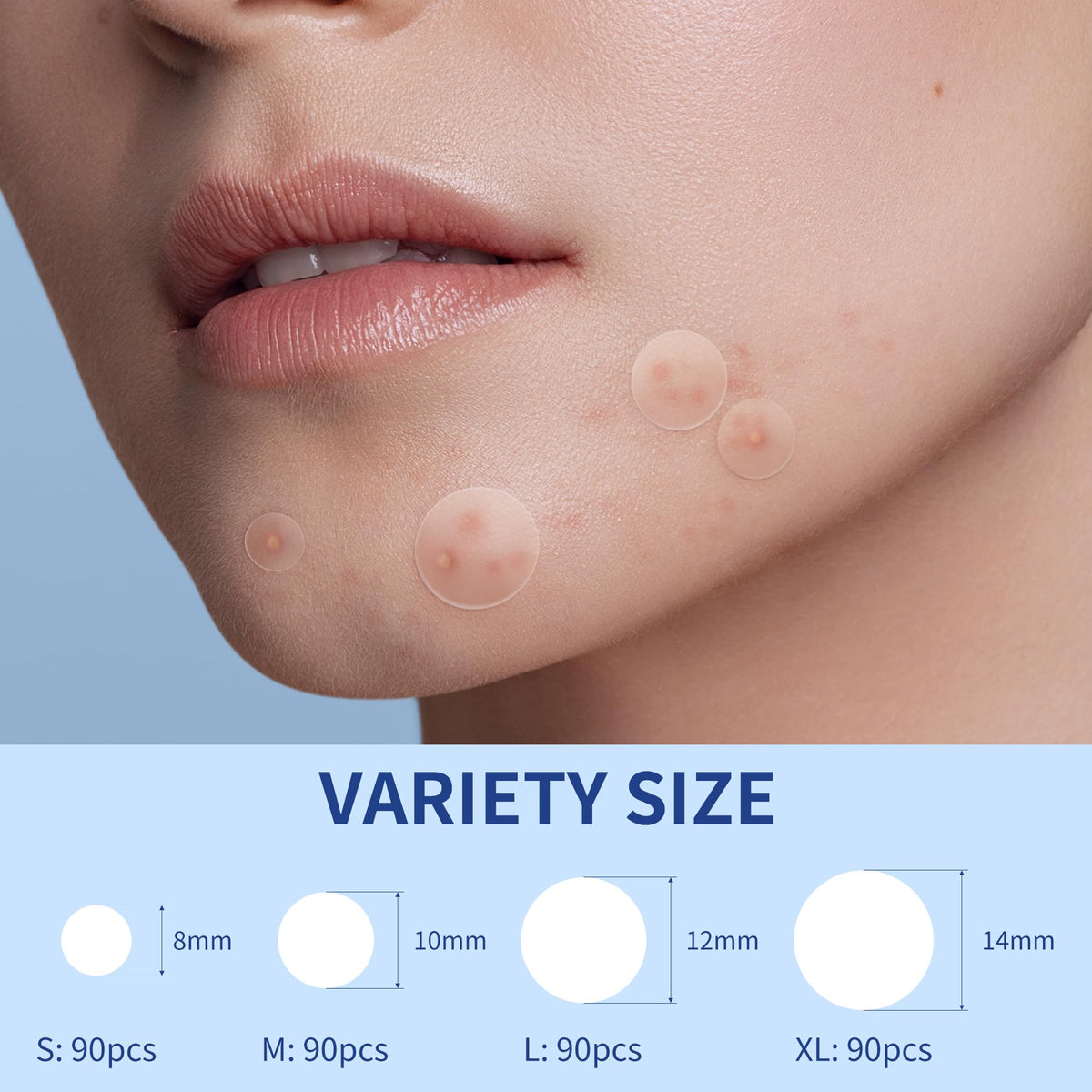 Daolyo patch adhered to cheek demonstrating invisible coverage and protection
