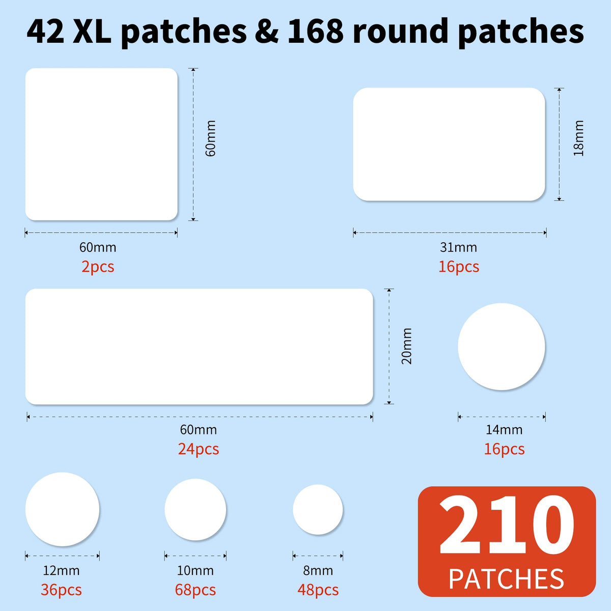 Daolyo array of seven patch sizes showing selection versatility