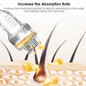 DAPENG applicator in use on scalp demonstrating targeted serum placement