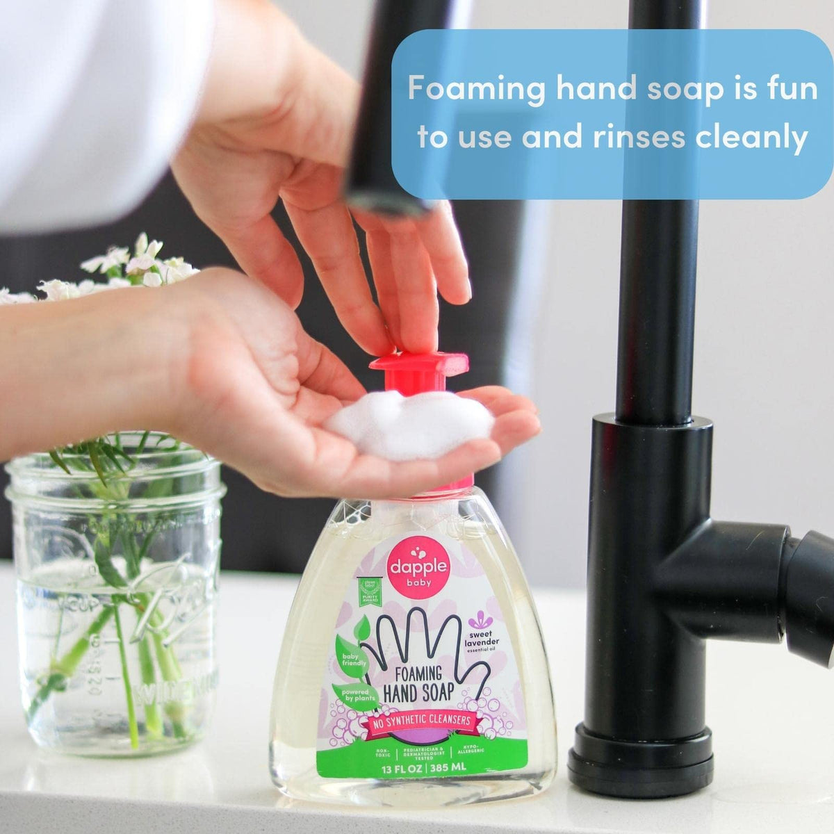 Dapple label ingredients and award highlighting purity and clean ingredient benefit