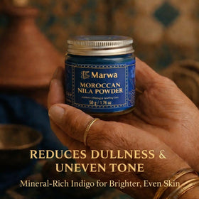 Dar Marwa used as hair rinse in hands showing shine and conditioning benefit