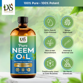 DAS NATURALS label close-up highlighting cold-pressed, unrefined benefits