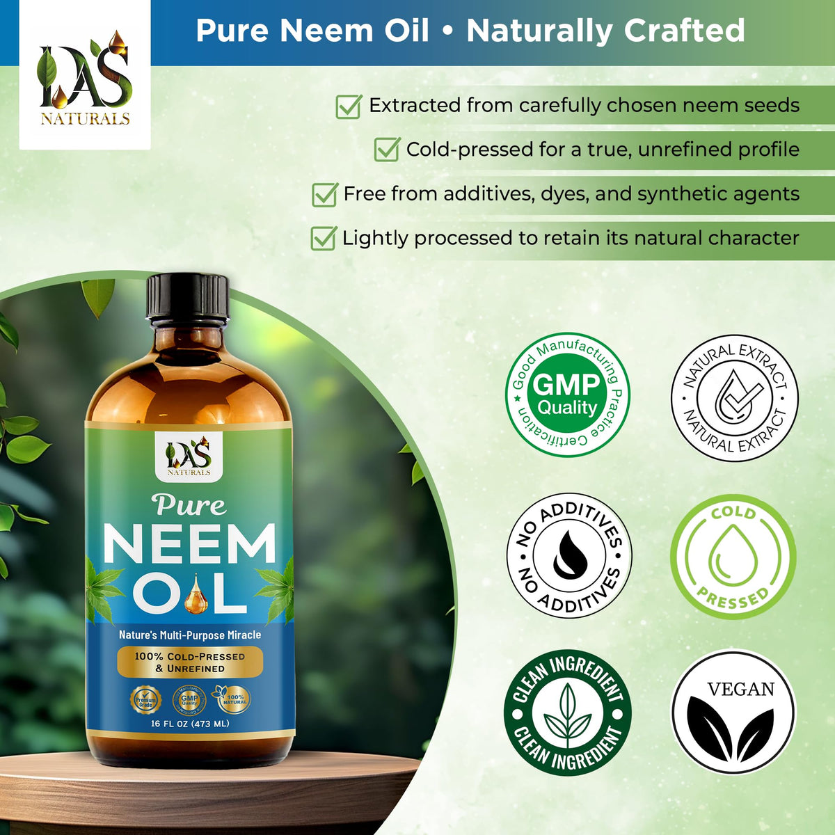 DAS NATURALS oil texture pouring from bottle showing rich natural consistency