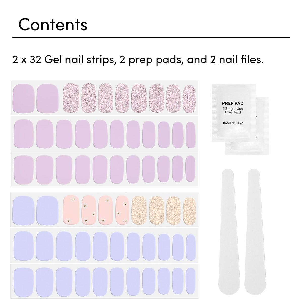 Dashing Diva application kit with prep pad and nail file for quick, precise application