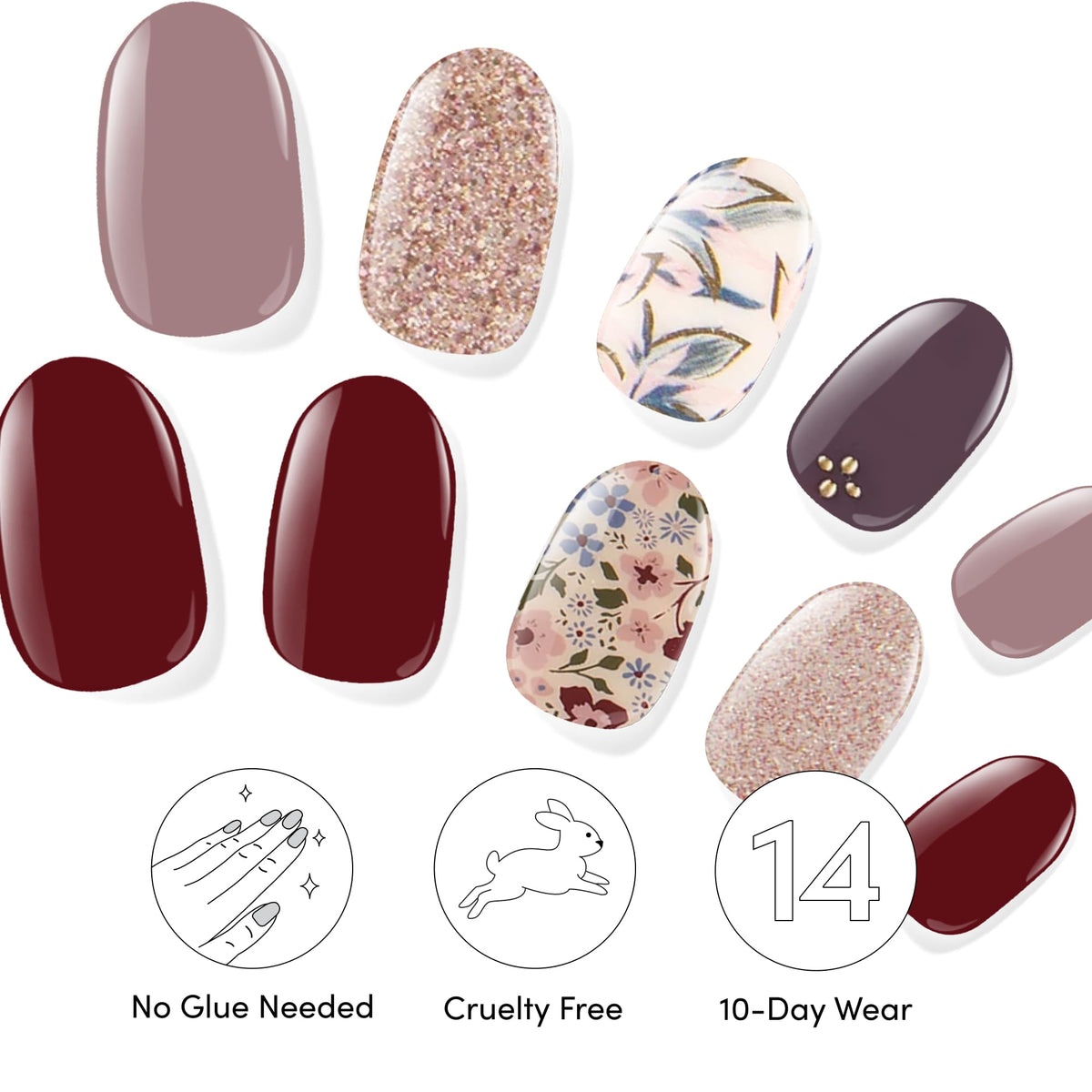 Dashing Diva step-by-step application staged on a single nail